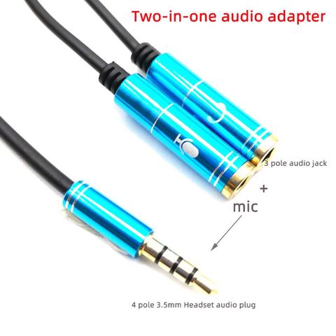 Два в одном аудио адаптер двойной 3,5 мм разъем для наушников аудио сплиттер для кабелей микрофон + стерео разъем 2 в 1 4 полюсная гарнитура раз... ► Фото 1/6