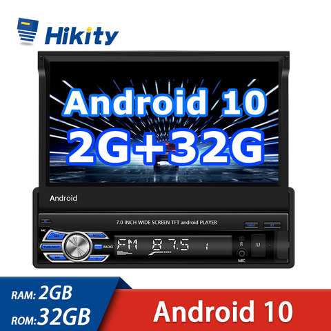 Автомагнитола Hikity, 1 Din, Android 10,1, 2 + 32 ГБ, сенсорный экран 7 дюймов, GPS, Wi-Fi, Bluetooth, камера заднего вида ► Фото 1/6