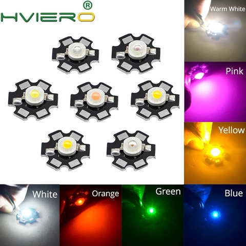 Чип высокой мощности 10X 1 Вт 3 Вт, белый, красный, синий, зеленый свет, бисер, эмиттер, светодиодная лампочка, диоды, лампочки, лампочки с 20 мм зв... ► Фото 1/6