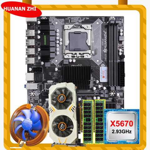 Комплект материнской платы HUANANZHI X58 LGA1366, ЦП Intel Xeon X5670 2,93 ГГц, кулер ЦП, ОЗУ 8 Гб (2*4 Гб), видеокарта REG ECC GTX750Ti 2 Гб ► Фото 1/6