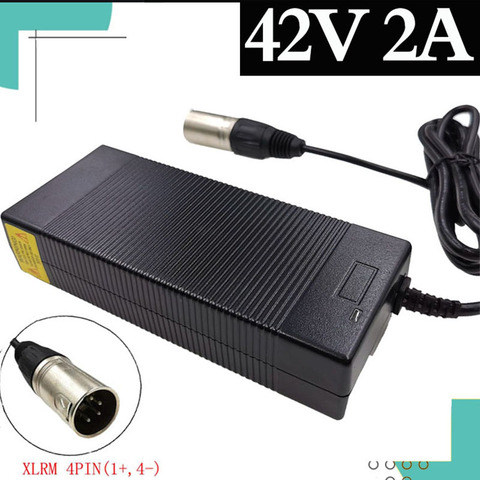 36V зарядное устройство Выход 42В 2A зарядное устройство 4-контактный коннектор XLRM для е-байка 36В 10S Электрический велосипед литиевая батарея ► Фото 1/5