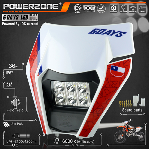 PowerZone мотоцикла светодиодный головной светильник обтекатель Supermoto для KTM SX EXC SXF MX Dirt Bike Enduro светодиодный головной светильник ► Фото 1/6