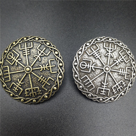 Скандинавский Викинг Vegvisir, скандинавский компас, руны, Рунический штифт, старшего Футарк, значок Wicca Norse, брошь в древней мифологии, Asatru Jewe ► Фото 1/6