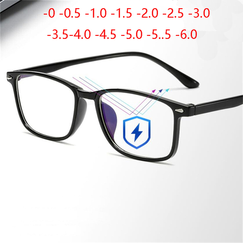 Модные мужские и женские очки для близорукости унисекс очки для близорукости с синим покрытием 0 -1-1,5-2-2,5-3-3,5-4-4,5-5-5,5-6,0 ► Фото 1/6