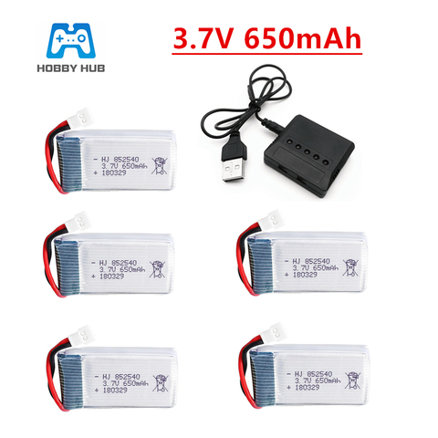 3,7 v 650mah li-po батарея + зарядное устройство для Syma X5c X5c-1 X5 H5c RC quadratrotor запасные части 852540 аккумуляторная батарея дрона ► Фото 1/5