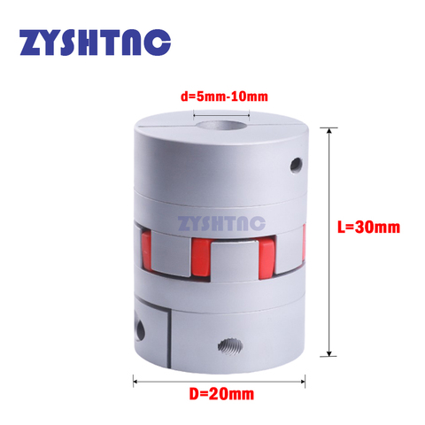 Бесплатная доставка, Высококачественная алюминиевая Гибкая муфта вала D20 L30, соединитель двигателя, гибкая муфта от 5 мм до 8 мм D20L30 6/6.35 мм ► Фото 1/4