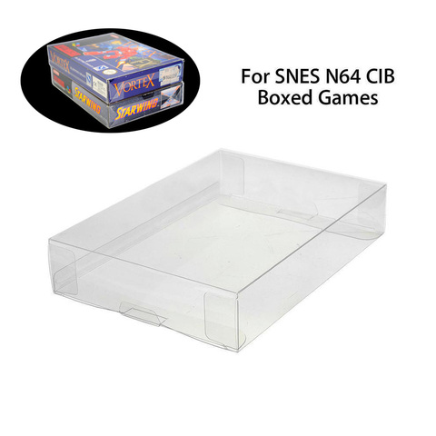 10 шт./лот прозрачная пластиковая защитная коробка для домашних животных, защитная крышка корпуса для SNES N64 CIB коробка картриджей для игр в коробке ► Фото 1/6