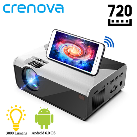 CRENOVA мини светодиодный проектор G08 1280*720P 3000 люмен андроид проектор для WI-FI Proyector для телефона Поддержка 4K 3D домашнего видео проектор ► Фото 1/6