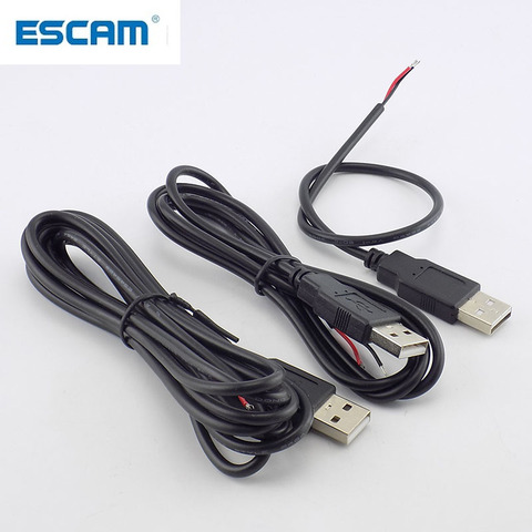 ESCAM 0,3/1/2 м 5 в постоянного тока USB 2,0 Тип A штекер 2-контактный кабель адаптер питания Зарядка для умных устройств DIY соединительный провод ► Фото 1/6