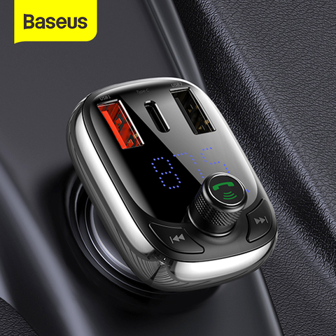 Baseus FM передатчик модулятор Bluetooth 5,0 Handsfree Car Kit аудио MP3 плеер с PPS QC3.0 QC4.0 5A быстрое автомобильное зарядное устройство ► Фото 1/6