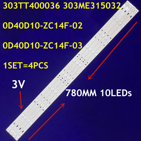 1 Набор = 4 светодиодный т. 78 см Светодиодная лента для подсветки 10 ламп для TCL L40F3302B 0D40D10-ZC14F-03 035-400-3528-D 303ME315032 303TT400036 ► Фото 1/6