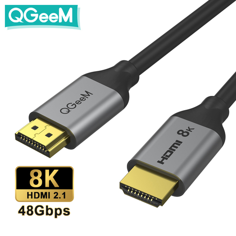 QGeeM 8K HDMI-кабель 48 Гбит / с HDMI 2.1 Провод HDMI к HDMI для Xiaomi Xbox Serries X PS5 PS4 Chromebook Ноутбуки Планшеты Apple TV 120 Гц HDMI Разветвитель HDMI Цифровой кабель Шнур 4K ... ► Фото 1/6