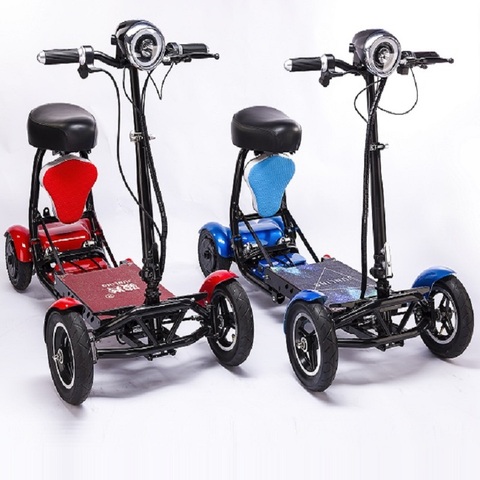 Инвалидный четырехколесный Двухместный Складной электрический скутер, литиевый мини умный детский складной электрический скутер для взро... ► Фото 1/6
