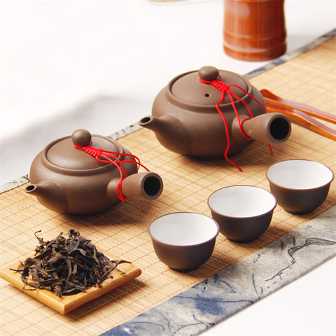 Чайный набор ручной работы из пурпурной глины в японском стиле, креативный офисный чайник кунг-фу, керамический чайник с боковой ручкой и фильтром ► Фото 1/6