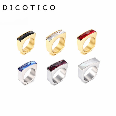 Dicotic новые богемные Красочные камни кольца для женщин размер 6-10 Нержавеющая сталь Золото 8 мм ширина кристалл ► Фото 1/6