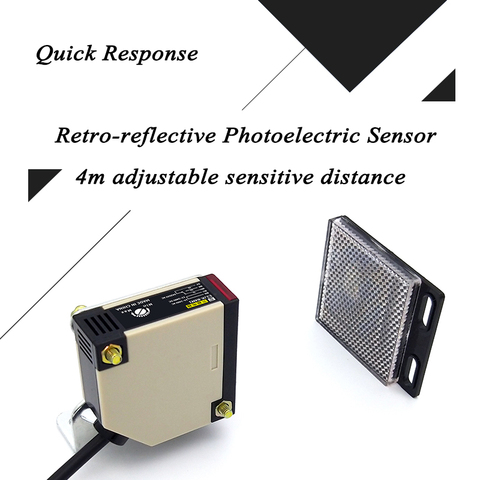 4 м детективный диапазон светоотражающий фотоэлектрический датчик Инфракрасный релейный выход фотоэлемент переключатель сменный домашни... ► Фото 1/6