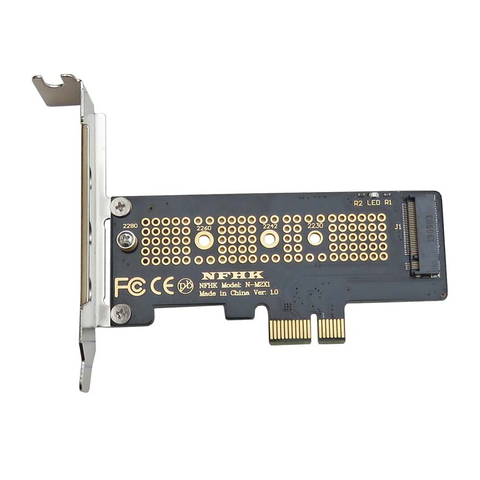 Переходная карта NVMe PCIe M.2 NGFF SSD на PCIe x1, карта PCIe x1 на M.2 с кронштейном, адаптер PCI-E M.2 для 2230 2240 2260 2280 SSD M2 ► Фото 1/4
