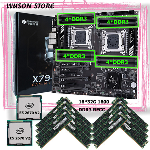 Материнская плата HUANANZHI X79-16D dual X79 LGA2011 с портом VGA, хорошая материнская плата с 512 ГБ (16*32 ГБ) RECC dual ЦП xeon E5 2670 V2 ► Фото 1/6