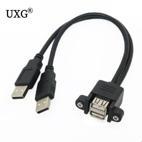 Двойной порт USB 2,0 A штекер-гнездо M/F УДЛИНИТЕЛЬ с винтовым замком кабель для крепления на панели 50 см 30 см 100 см ► Фото 1/5