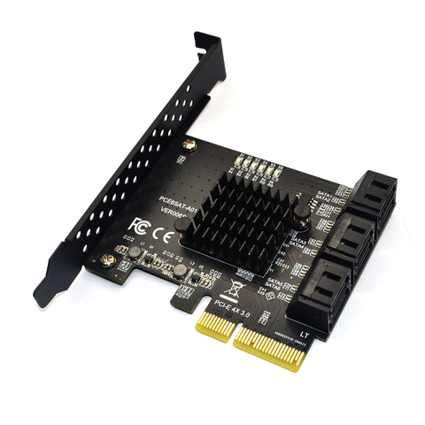 SATA PCI e адаптер 6 портов SATA 3,0 для PCI Express x4 карта расширения SATA3.0 PCIe PCI-e SATA контроллер для HDD ASMedia ASM1166 ► Фото 1/6