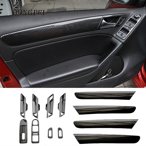 ABS углеродное волокно печатное окно автомобиля управление дверной ручкой панель крышка литье отделка для Volkswagen Golf 6 2008-2012 MK6 Стайлинг ► Фото 1/6