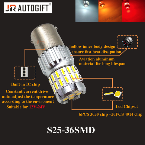 Супер яркая светодиодная лампа 1156 BA15S P21W White BAY15D 1157 P21/5W 7440 W21W 3030 4014 SMD, 10 шт. ► Фото 1/6