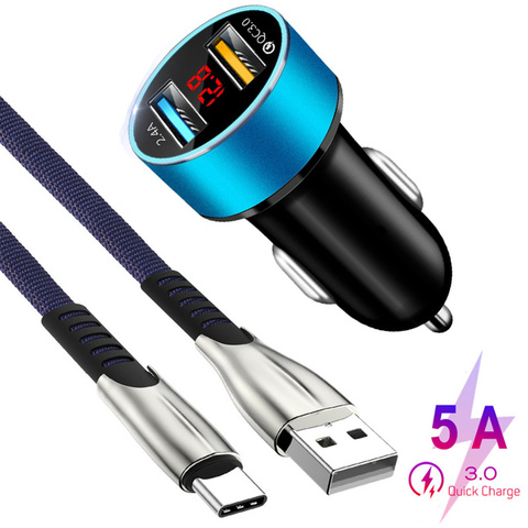 USB-кабель для телефона, 5 А, Тип C, быстрая зарядка, QC 3,0, автомобильный зарядный кабель для Xiaomi 10, 9, Redmi Note 9, 8 Pro, 8T, кабель ► Фото 1/6