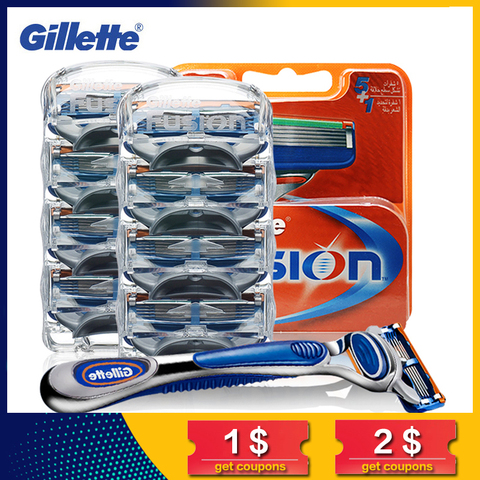 Сменные лезвия Gillette Fusion мужские 5-уровненные ► Фото 1/6