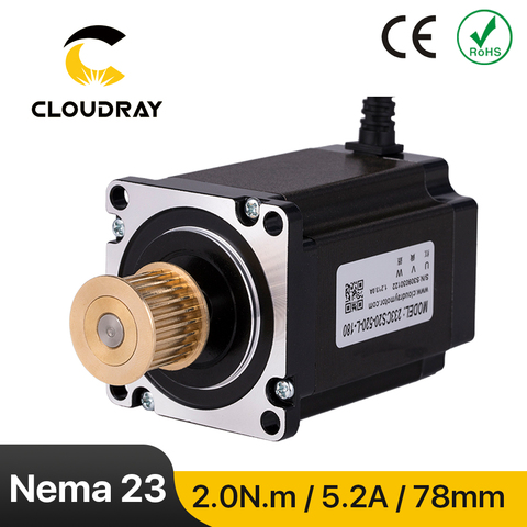 Шаговый двигатель Cloudray Nema 23, 3 фазы, 1,8 нм, а, с редуктором и кабелем м, для фрезерного станка с ЧПУ, гравировально-фрезерный станок ► Фото 1/6