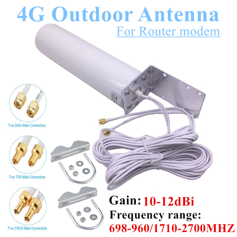 Wi-Fi антенны 4G LTE, наружная цилиндрическая антенна, водонепроницаемая SMA CRC9 TS9 Omni антенна с высоким коэффициентом усиления 698-2700 МГц для модема ... ► Фото 1/6