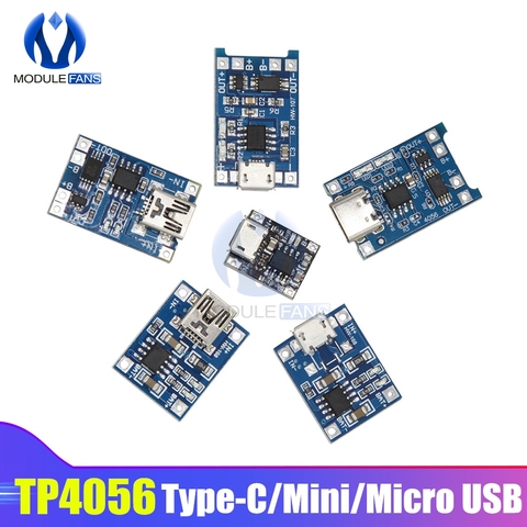 TP4056 Type-c/Micro/Mini USB 5 В 1A 18650 литиевая батарея, модуль зарядного устройства, зарядная плата, двойные функции, литий-ионный TC4056A TC4056 ► Фото 1/6