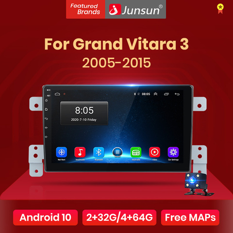 Автомагнитола Junsun V1, 2 + 32 ГБ, Android 10,0 для Suzuki Grand Vitara 3 2005 -2015, мультимедийный видеоплеер, навигация GPS, 2 din, dvd ► Фото 1/6
