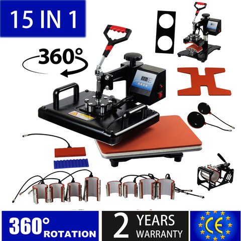 15 в 1 термопресс/сублимационная машина термопресс принтер для футболок тарелок/крышек/кружек/чехлов для телефонов/ручек/футбола и т. д. ► Фото 1/5