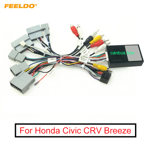 Автомобильный 16-контактный аудио жгут проводов FEELDO с коробкой Canbus для Honda Civic CRV Breeze, вторичный рынок, проводной адаптер для стереомонтажа ► Фото 1/6