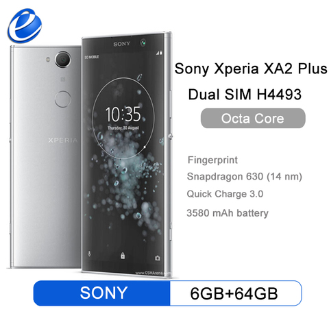 Sony Xperia XA2 Plus смартфон с 6-дюймовым дисплеем, восьмиядерным процессором, ОЗУ 6 ГБ, ПЗУ 64 ГБ, 23 МП, 4G LTE ► Фото 1/4