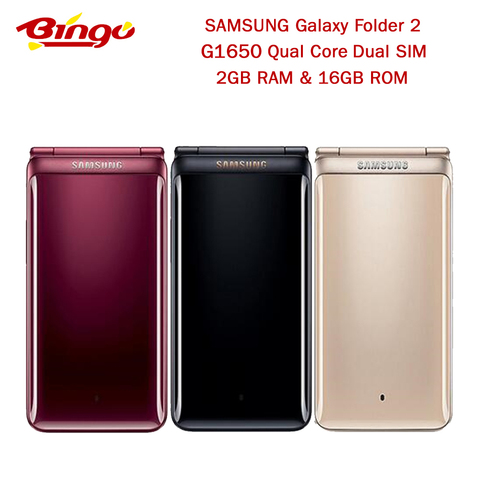 Оригинальный смартфон Samsung Galaxy Folder2 Folder 2 G1650, четыре ядра, две SIM-карты, 2 Гб ОЗУ, 16 Гб ПЗУ, 3,8 МП, дюйма, флип, 4G, LTE ► Фото 1/1