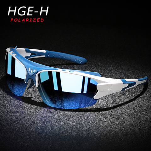 HGE-H новые Поляризованные спортивные солнцезащитные очки мужские мокасины для вождения для путешествий, кошачий глаз, модные солнцезащитные очки для ультра светильник с плоскими стеклами и половинной рамкой UV400 очки N52 ► Фото 1/6