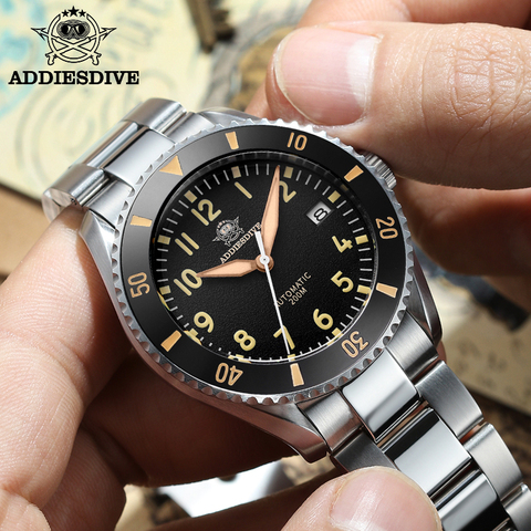 Addies Dive NH35 автоматические часы с одним направлением вращающееся керамическое кольцо 316L часы из нержавеющей стали сапфировый Кристалл 200 м водонепроницаемые часы ► Фото 1/6