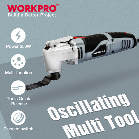 WORKPRO 250 Вт Электрический многофункциональный Осциллирующий Инструмент с переменной скоростью ручной инструмент с аксессуарами Электричес... ► Фото 1/6