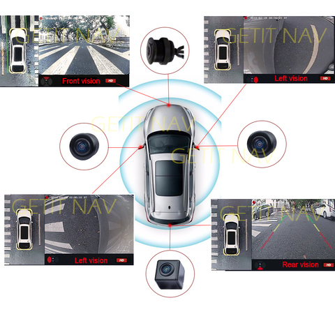HD 3D 360 градусов автомобильное крепление на птичий глаз объемный вид 4 камера для перетаскивания, для Android радио и с беспроводным мониторингом для AHD сенсорный экран ► Фото 1/2