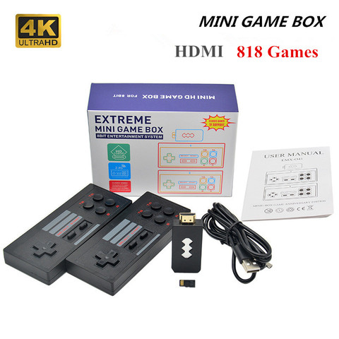 Новая игровая консоль AV/4K HDMI, 620/818 встроенных классических игр, ретро консоль, беспроводной контроллер, AV/HDMI выход, мини-игровая приставка ► Фото 1/6