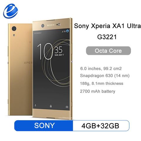 Оригинальный мобильный телефон Sony Xperia XA1 Ultra G3221, 4 Гб ОЗУ 32 Гб ПЗУ, экран 6 дюймов, Восьмиядерный, 23 МП, 16 МП, NFC, 4G смартфон ► Фото 1/1