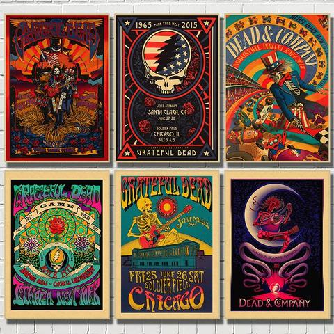 Винтажные плакаты The Grateful Dead, наклейки на стену, Ретро плакат с принтом, высокое разрешение, для гостиной, украшения дома ► Фото 1/6