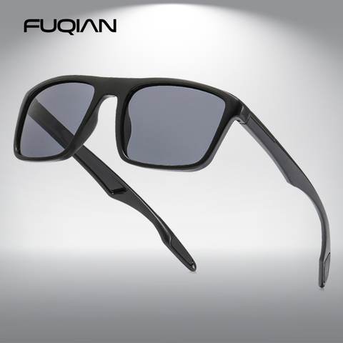 Солнцезащитные очки FUQIAN поляризационные для мужчин и женщин UV-400, винтажные, квадратной формы, стильные, для вождения, спорта ► Фото 1/6