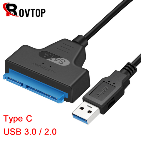 Кабель USB 3,0 SATA 3, адаптер Sata к USB 3,0 до 6 Гбит/с для 2,5-дюймового внешнего жесткого диска, SSD жесткого диска, 22 Pin Sata III кабель ► Фото 1/6