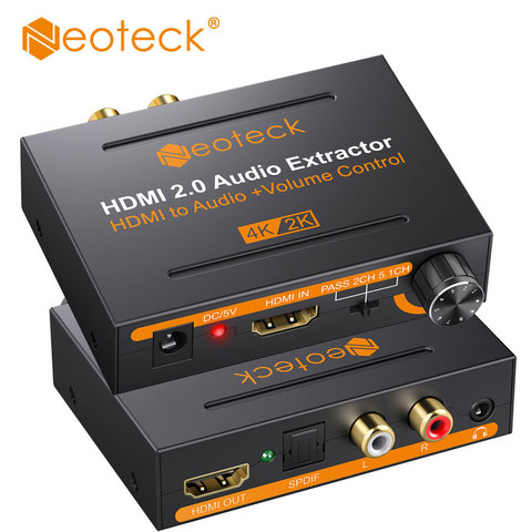 Neoteck HDMI 2,0 аудио экстрактор поддержка регулировки громкости HDR 4K @ 60Hz YUV 4:4:4 HDMI до 5.1CH SPDIF 2.0CH 3,5 мм аудио конвертер ► Фото 1/6