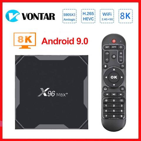 Vontar 8K смарт ТВ коробка Android 9,0 X96 Max + Amlogic S905x3 Media Player 4 Гб 64 Гб X96Max плюс ТВ коробка Декодер каналов кабельного телевидения четырехъядерный 5G Wi-Fi ► Фото 1/5