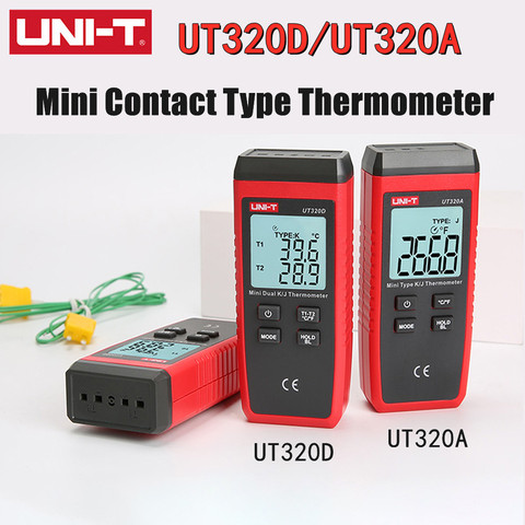 UNI-T UT320A/UT320D Мини термометр контактного типа, широкий диапазон, высокая точность, защита от падения, выбор зонда термопары K/J ► Фото 1/6