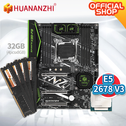 Материнская плата HUANANZHI X99 F8 X99 с Intel XEON E5 2678 v3 с 4*8G DDR4 без ECC память, комбинированный комплект NVME SATA 3,0 USB 3,0 ► Фото 1/1