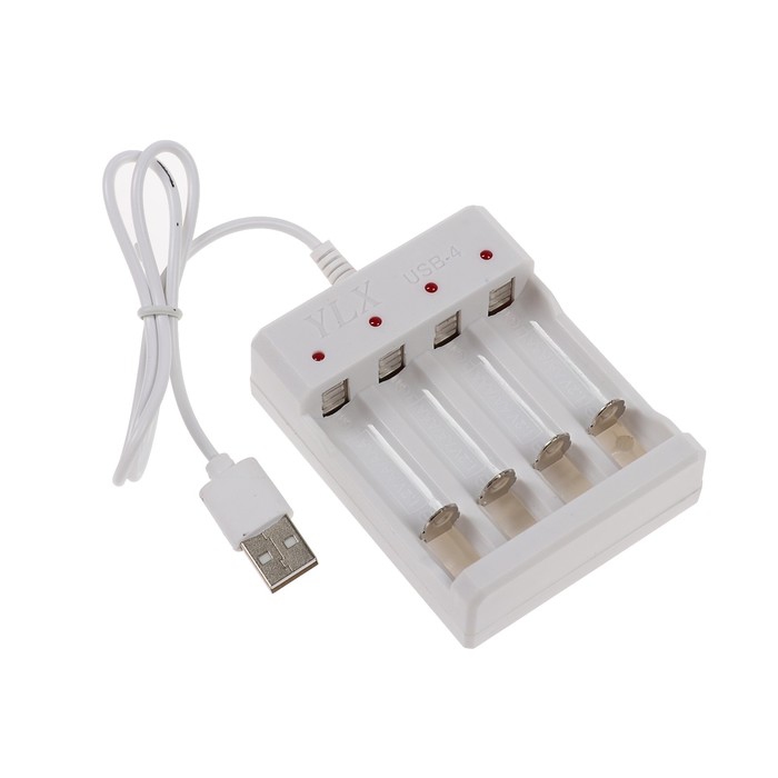 Зарядное устройство для аккумуляторов АА и ААА, USB, ток заряда 250 мА, белое 4057637 ► Фото 1/2